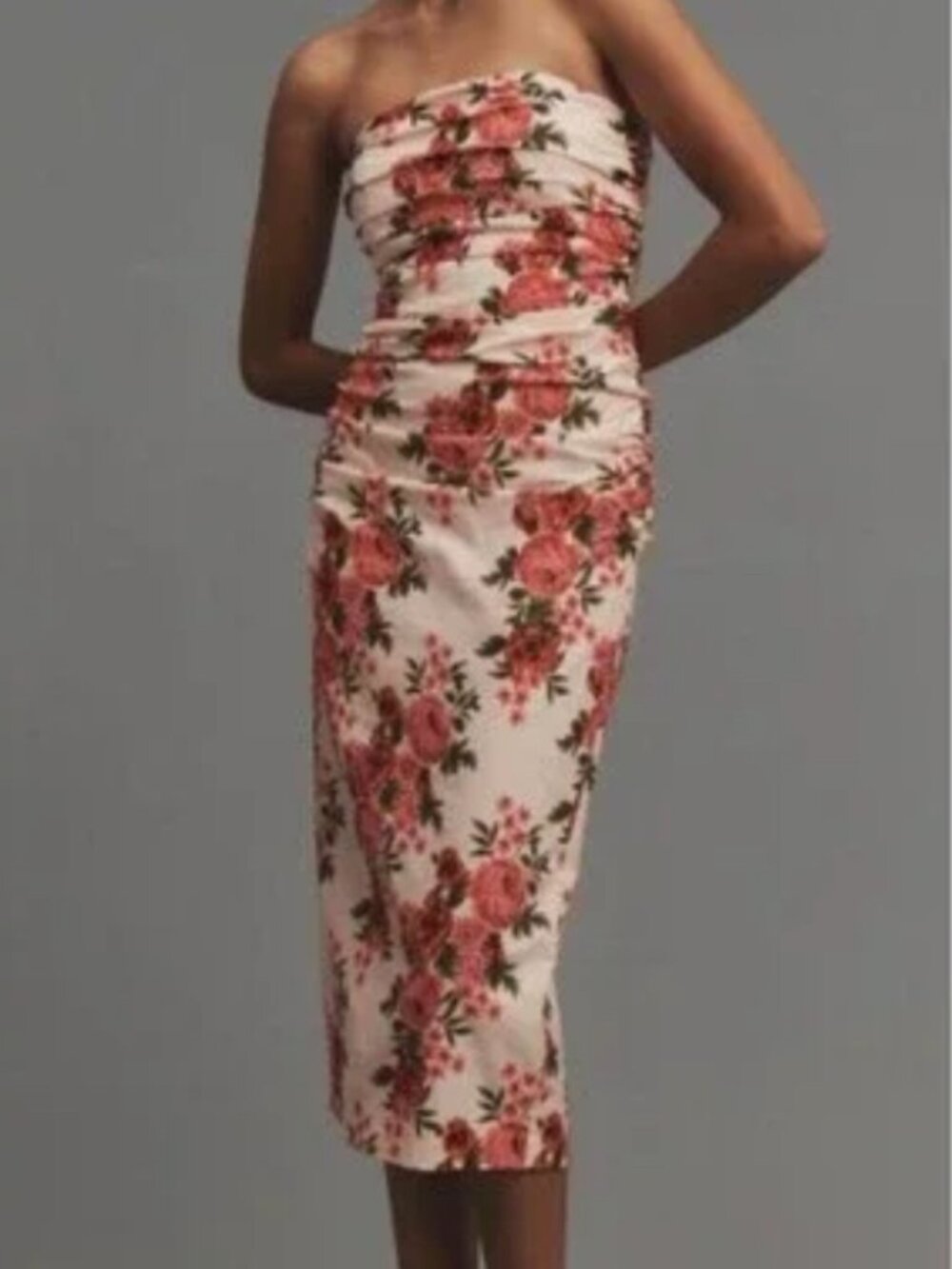Anthropologie The Soleil Slim Strapless Ruched Dress
